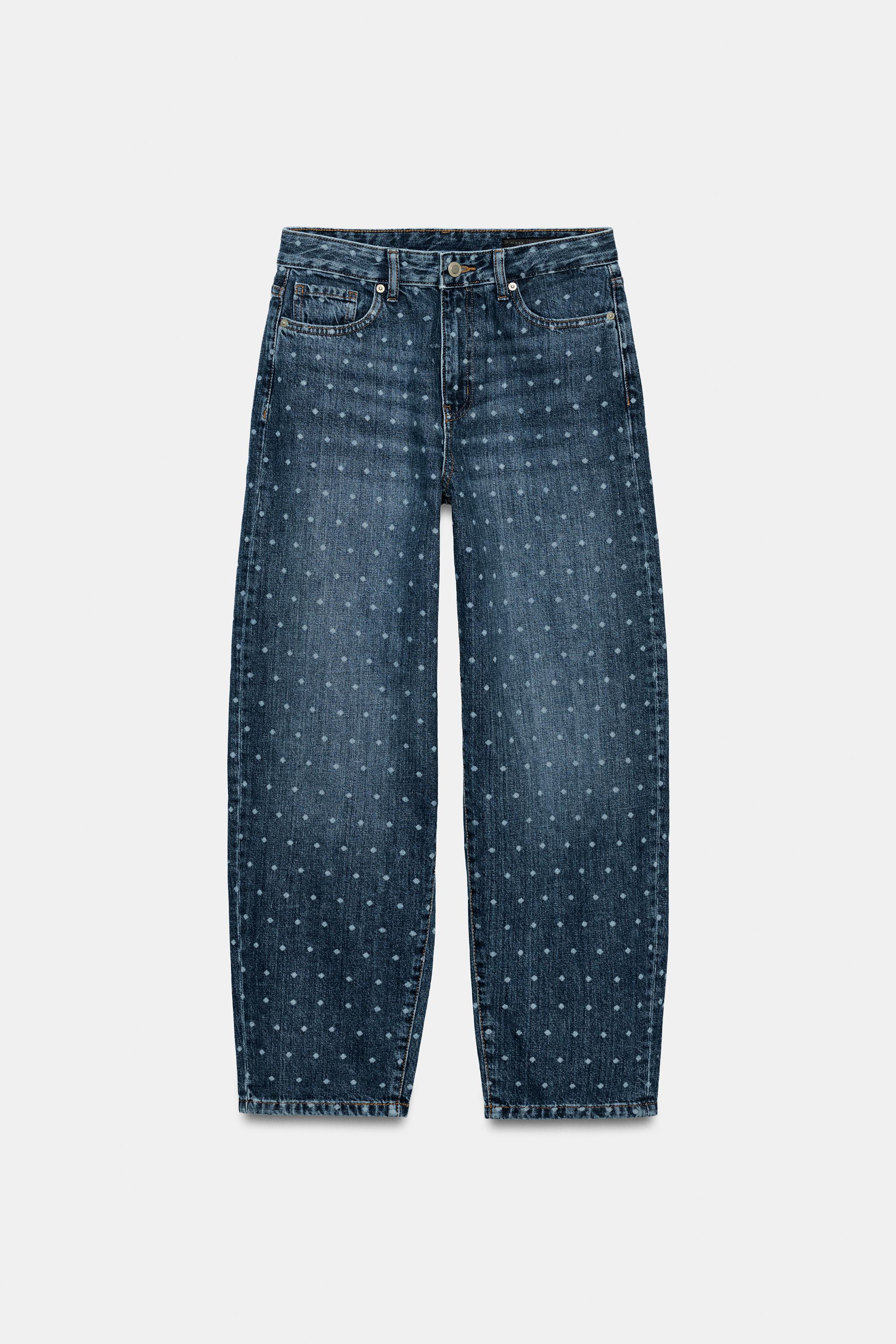 ZW COLLECTION POLKA DOT MID-RISE TAPERED JEANS